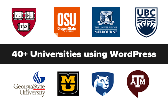40+ Universități populare care utilizează WordPress