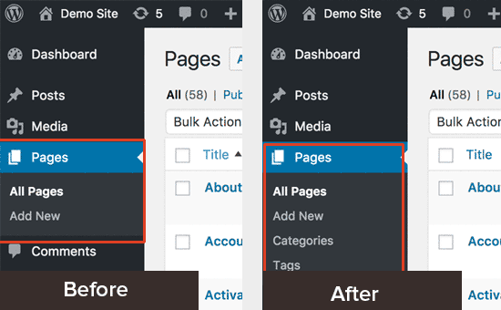 Cómo agregar categorías y etiquetas para las páginas de WordPress