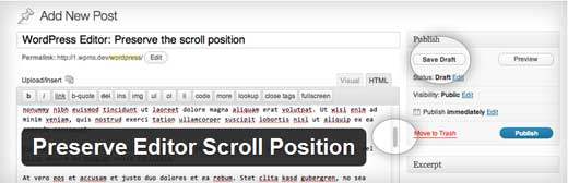 Så här behåller du redigeraren Scroll Position i WordPress / WordPress-plugins