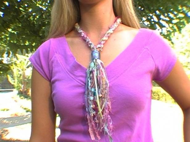 Twisted Fiber and Bead Necklace