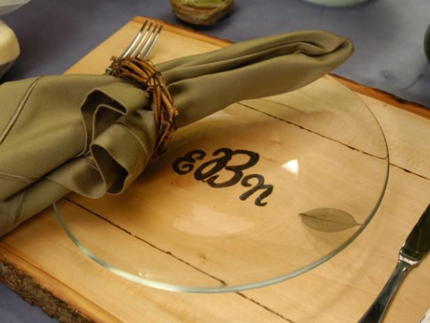 Bridal Brunch Monogrammed Wood Place Setting / Lag og dekorere