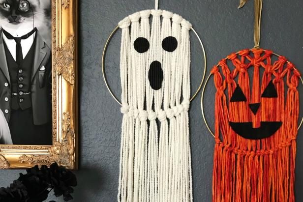 Cómo hacer un colgante de pared de Halloween macrame / Hacer y decorar