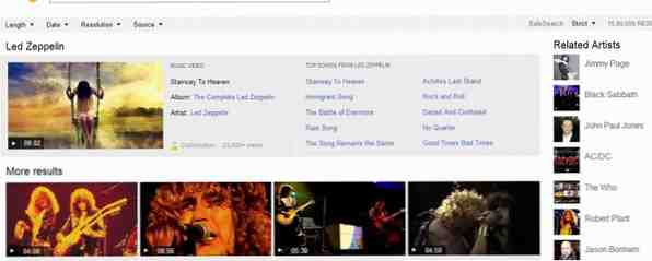 Bing présente la recherche de vidéos musicales avec la possibilité de découverte et la commande d'albums / l'Internet