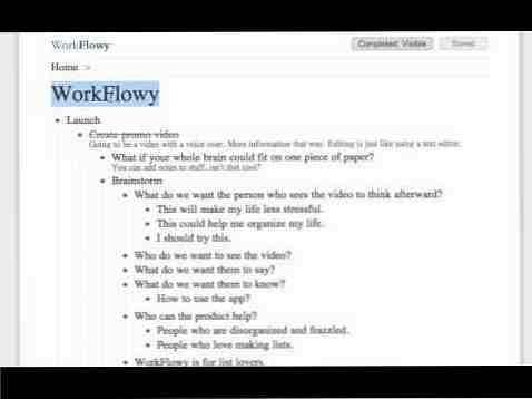 Zen-Style Listing și management de proiect cu WorkFlowy