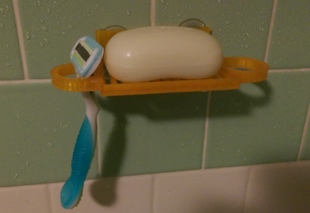 3D-printing-bruikbare-at-home-zuignap gemonteerde-soap-dish