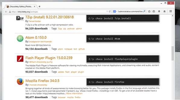 La forma más rápida de instalar el software de Windows: desde el sitio web de los paquetes de chocolate del símbolo del sistema